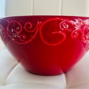 Handcrafted Red Terracotta Embossed Serving Bowl – Made in Portugal